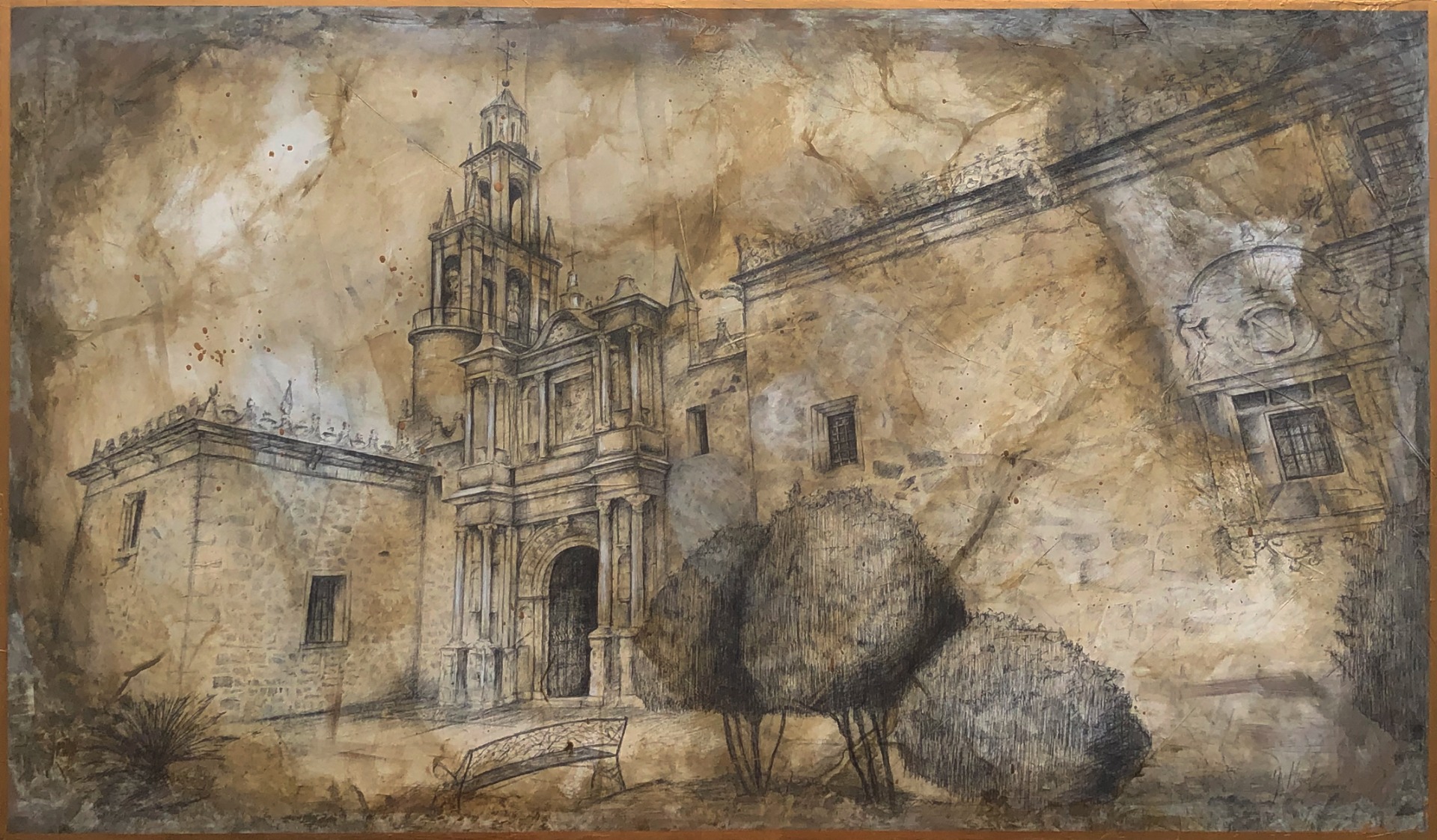 "San Juan Bautista - Catedral de la Sierra"  Técnica mixta sobre tabla.